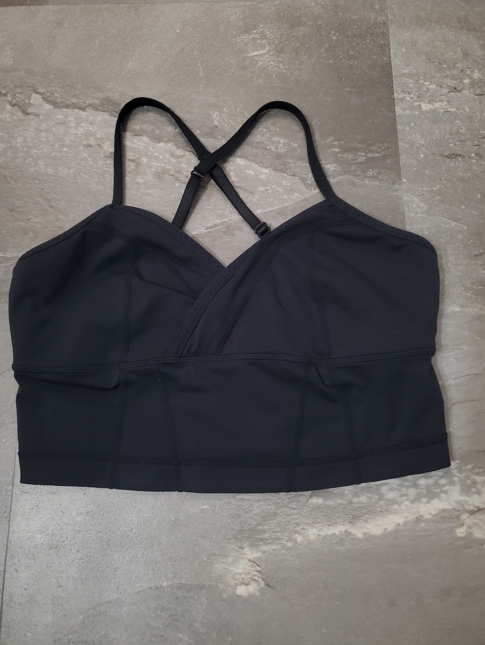 Lululemon Full Eagle Long Line Corset Style Bra. Black. Crossed Back. Size 8
